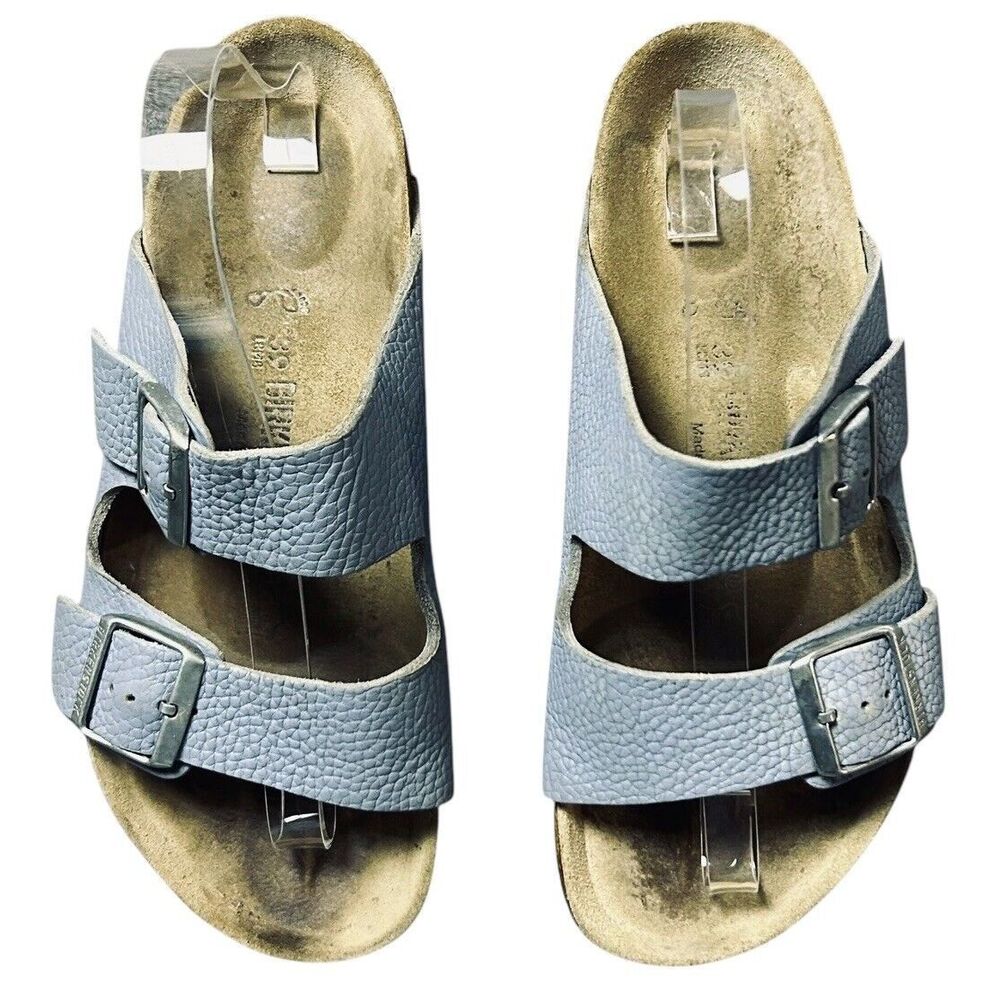 Birkenstock Womens Birkibuc Arizona Sandals Size 39 Crunchy Vegan Rare Sky Blue